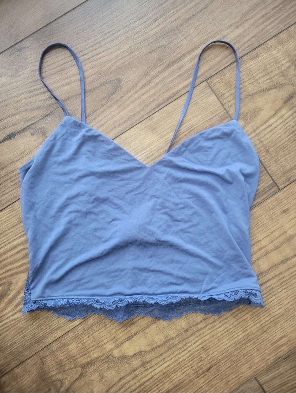 Victorias Secret Blue Periwinkle Super Soft  Lace Back Detail Cami Size Small